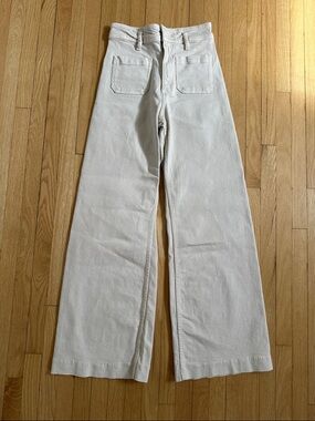Zara cream high-rise wide leg patch pocket sailor jeans size 2